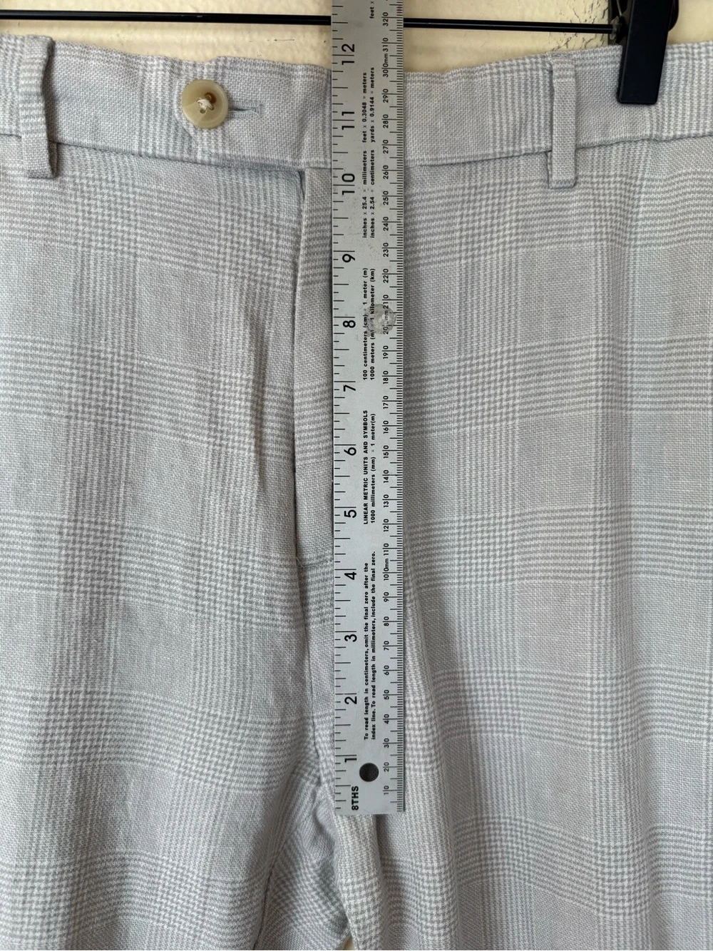 Banana Republic Men TAILORED-FIT LINEN-BLEND GLEN PLAID SUIT TROUSER size 34x29